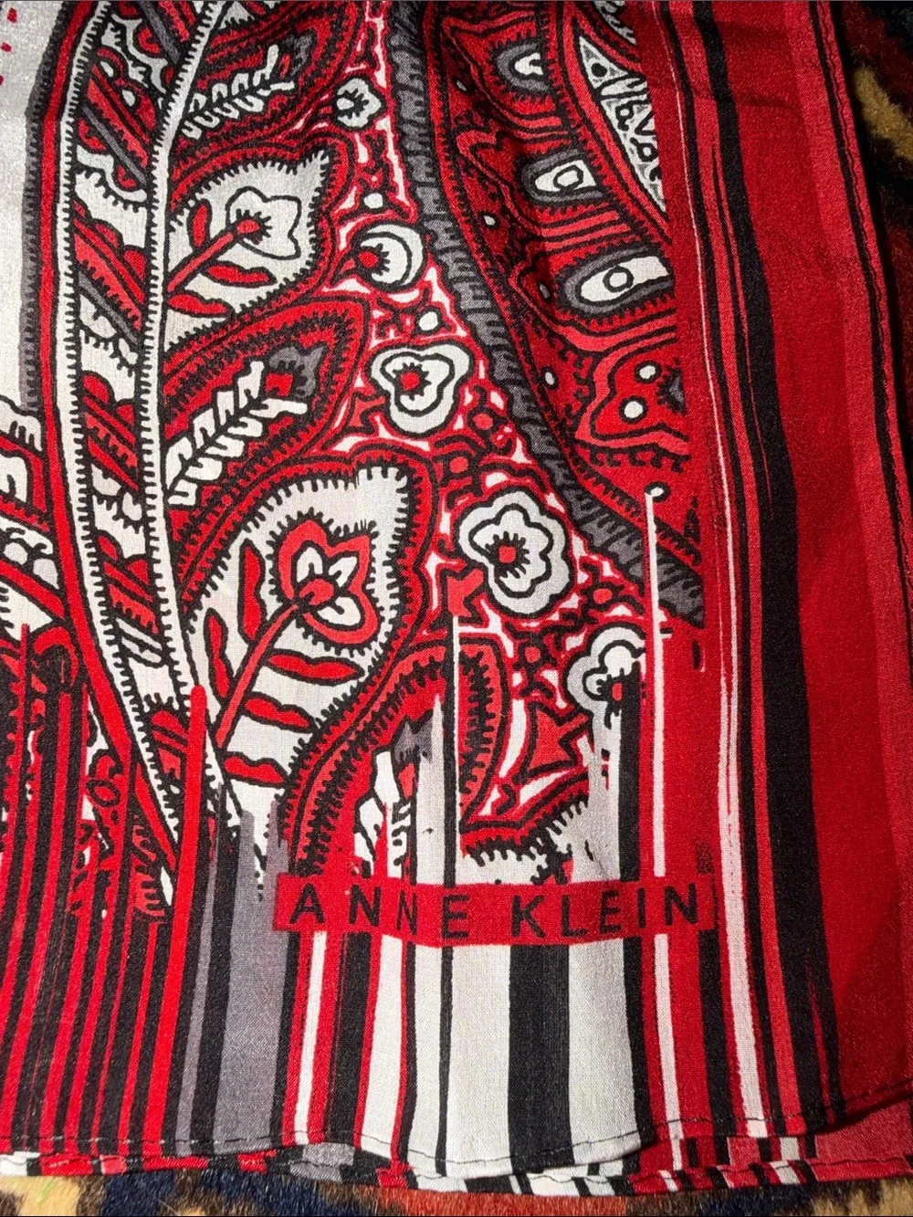 VINTAGE Anne Klein 100% Pure Silk Paisley Scarf